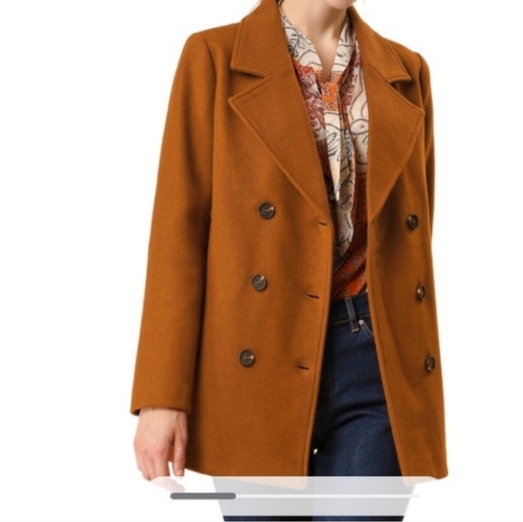 Old Navy Jackets & Blazers - Old Navy Women's Double-Breasted Pea Coat in Rust/Brown/Burnt Orange -Size Large